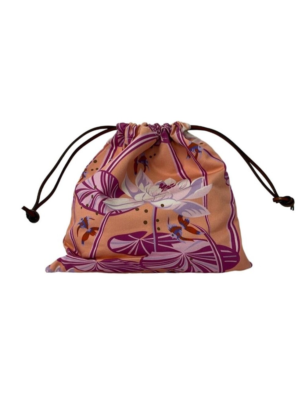 Loewe Pouch Drawstring Pink Beige Multi Paula's Ibiza Flower Fish Leather